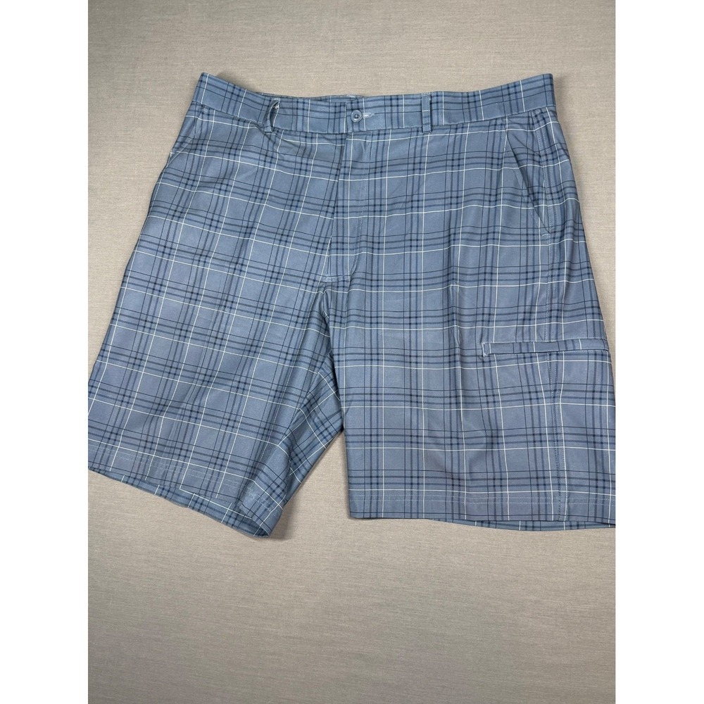 Pebble Beach  Performance Golf Shorts Men's 38 Blue Checkered Stretch Athletic